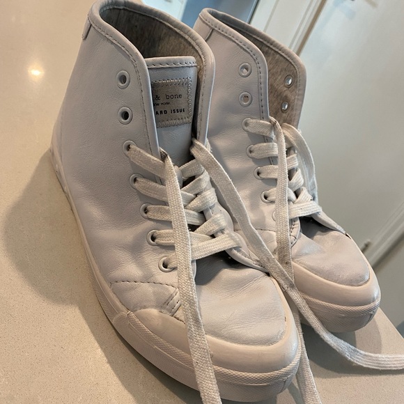 Rag and Bone white leather high tops size 7 genuine leather. some wear - Picture 2 of 9
